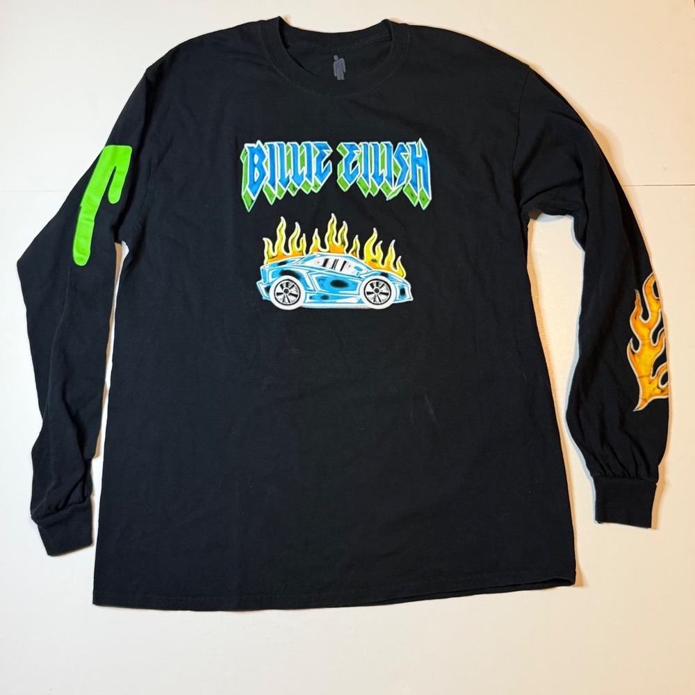 Billie Eilish Long Sleeve T-Shirt Mens Large Black Cotton 2019 World Tour Car